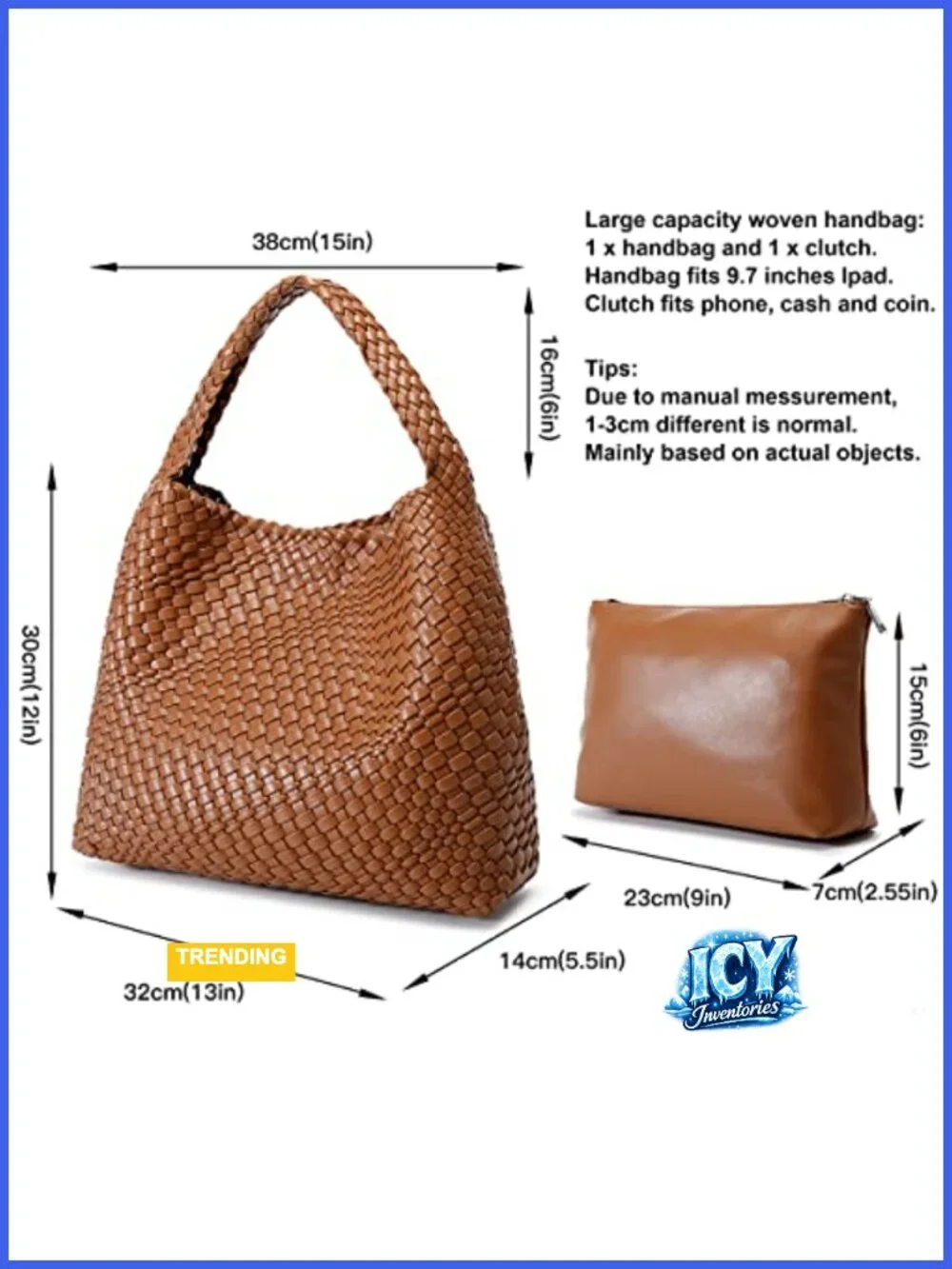 Vegan Leather Woven Hobo Tote Bag for Women, Top-Handle Shoulder Handbag